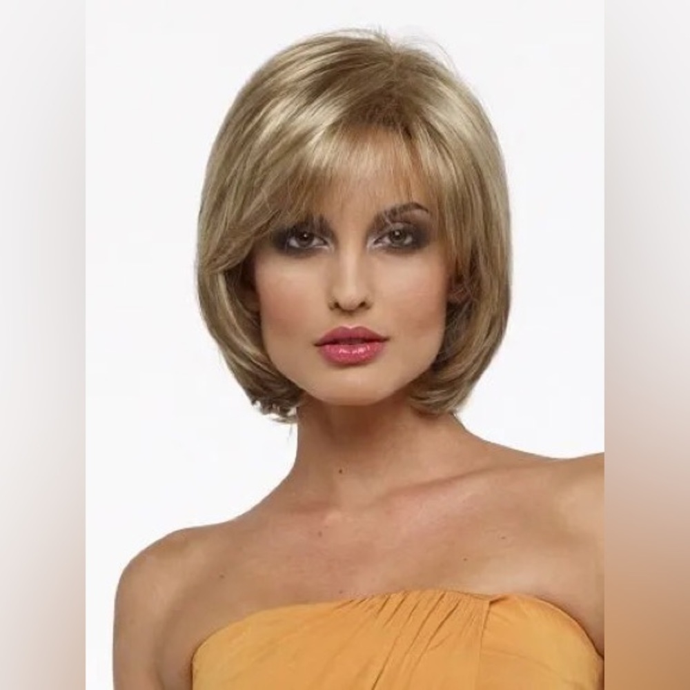 Envy Wig Haley Monofilament Hair Women Short Bangs Mono Top Ginger Cream Blonde